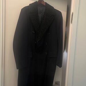 Vintage long double breasted men’s coat with Persian fur collar
